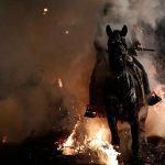 Horses Leap Through Flames at Las Luminarias Festival in Madrid