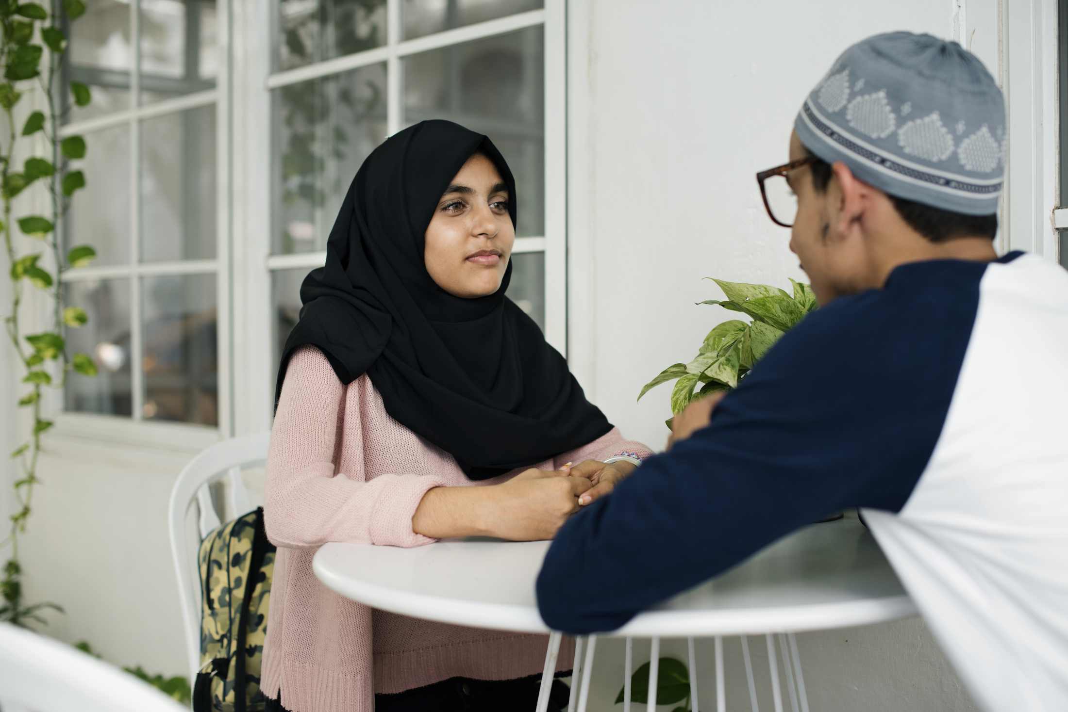 Teenagers talking together