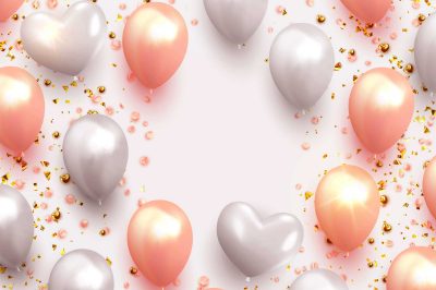 Balloons Background white and pink color