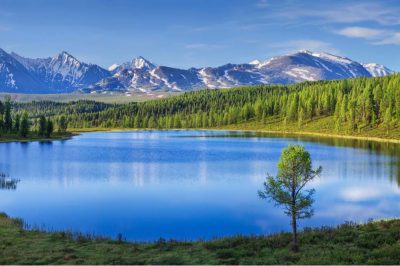 lake and mountain range