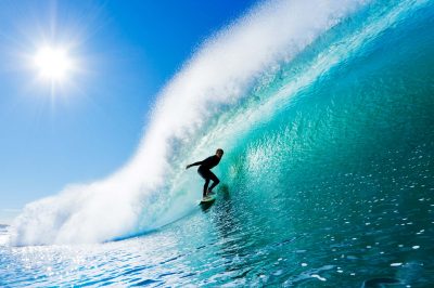 Amazing Blue Wave Surfer